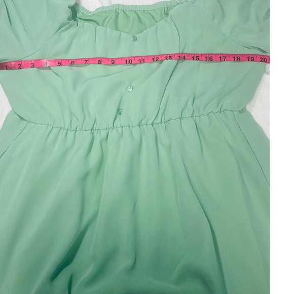 BLOOMCHIC 14-16 1X plus mint green square neck ruffle sleeve midi dress NWT B34 - Picture 5 of 9